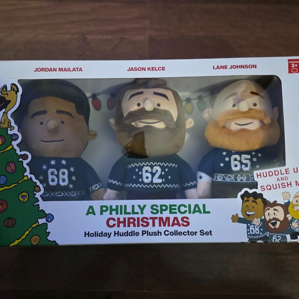 Philly Special Christmas Holiday Huddle Plush Collector Set, NEW in box, Eagles